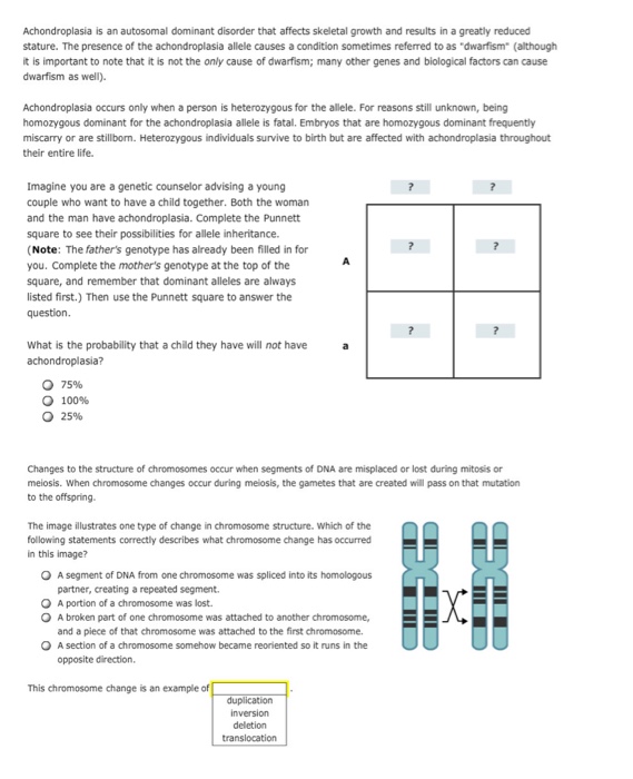 Solved Achondroplasia is an autosomal dominant disorder that | Chegg.com