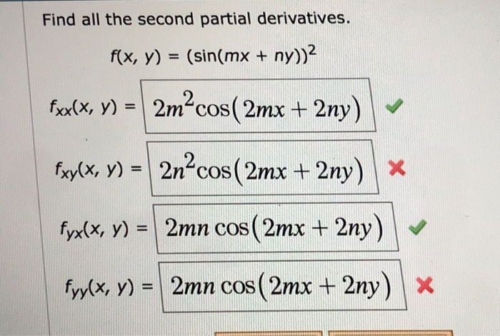 Solved Find All The Second Partial Derivatives F X Y Chegg Com