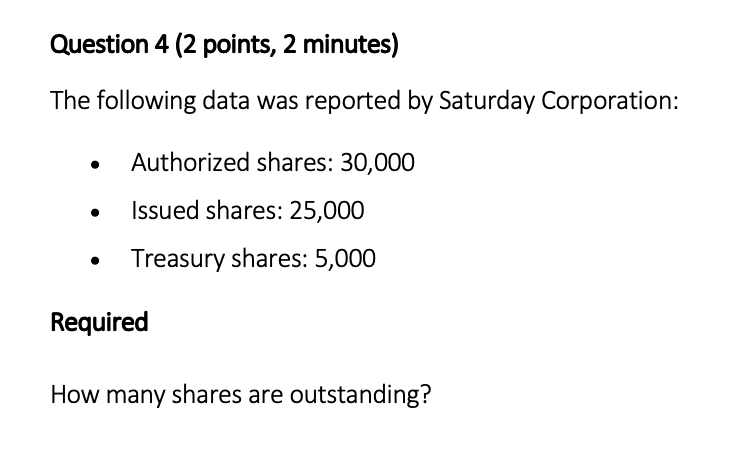 Solved Question 4 (2 points, 2 minutes) The following data | Chegg.com
