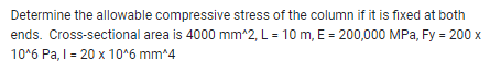 Solved Determine the allowable compressive stress of the | Chegg.com
