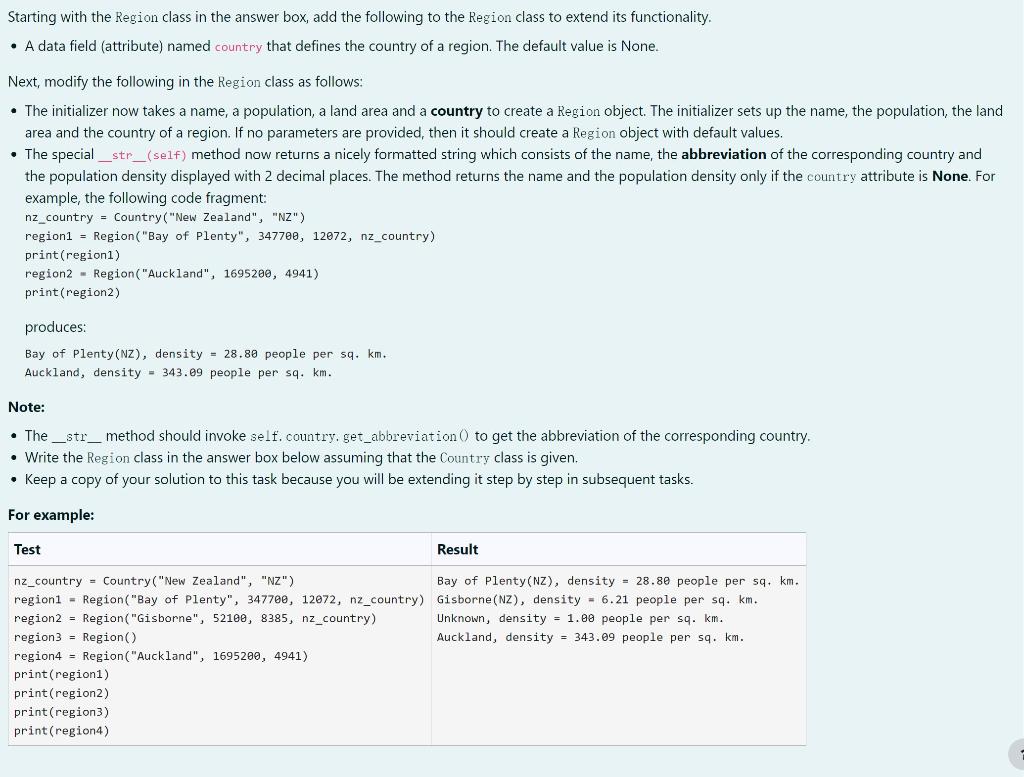 Solved Starting with the Region class in the answer box, add | Chegg.com