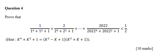 Solved Prove that 14+12+11+24+22+12+⋯+20224+20222+12022