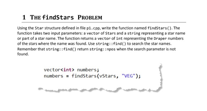 1 THE findStars PROBLEM Using the Star structure | Chegg.com