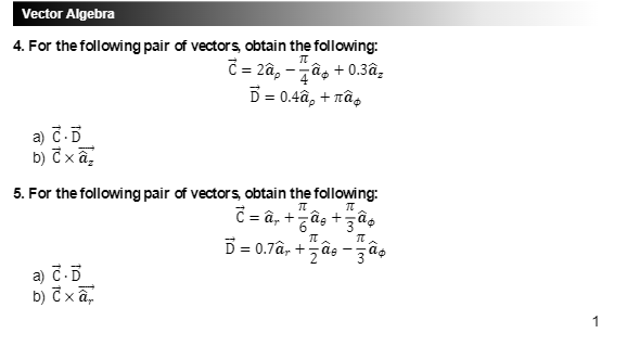 Solved Vector AlgebraFor the following pair of vectors, | Chegg.com