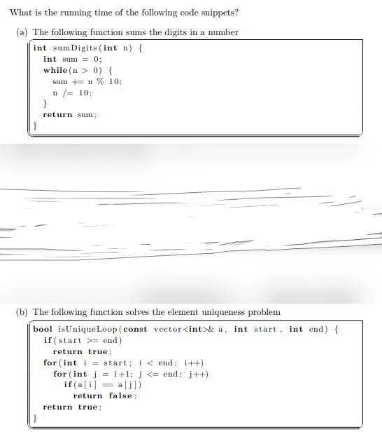 Solved What is the running time of the following code | Chegg.com