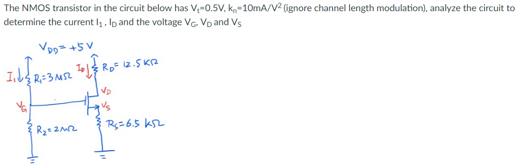Solved The NMOS transistor in the circuit below has | Chegg.com