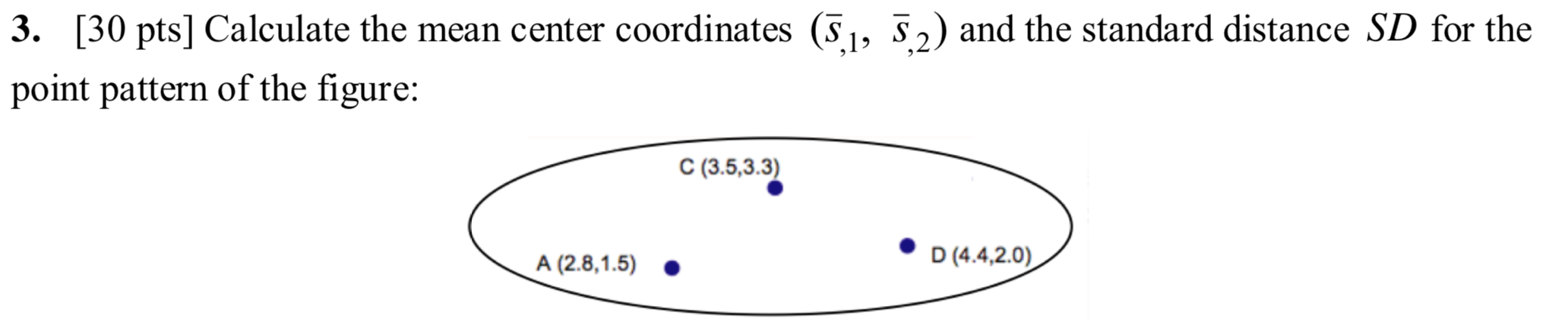 Solved 3. [30 pts] Calculate the mean center coordinates | Chegg.com