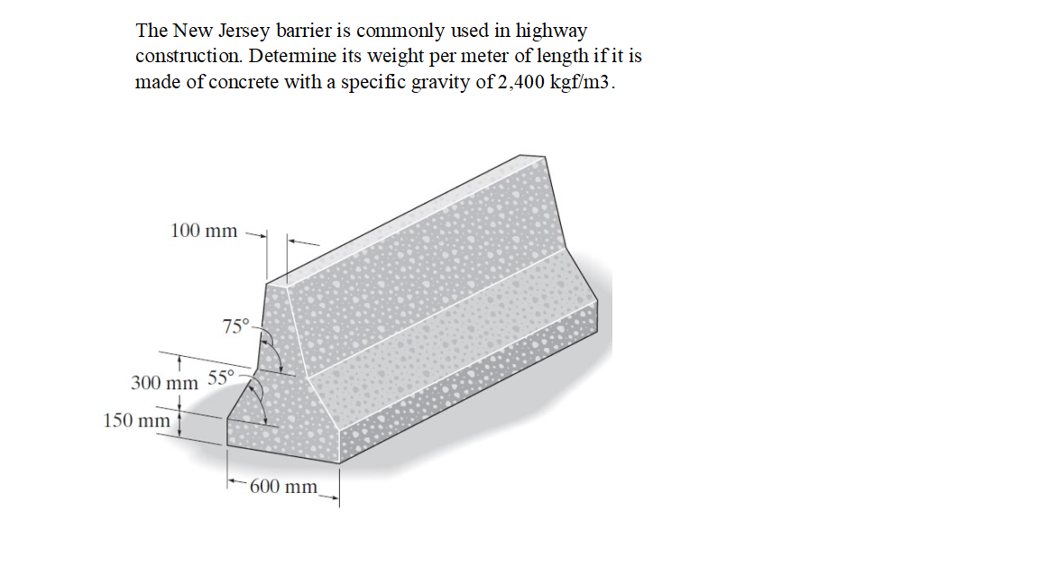 Solved The New Jersey barrier is commonly used in highway | Chegg.com