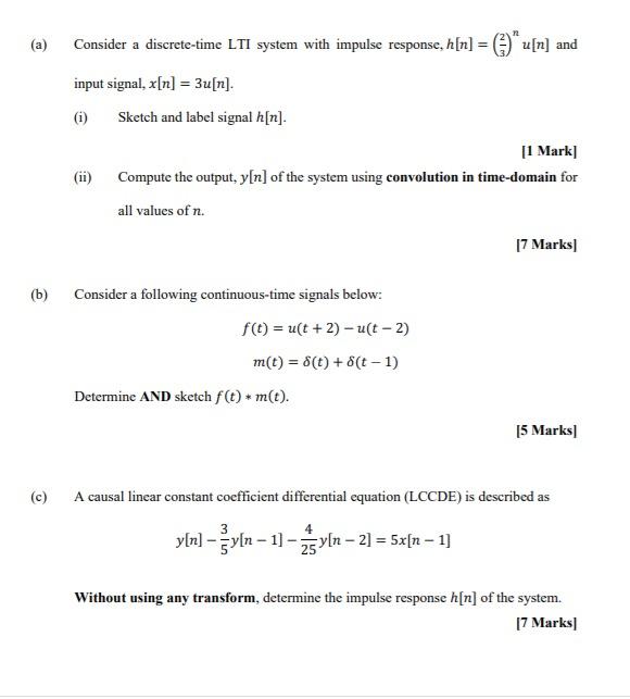 Solved n (a) = Consider a discrete-time LTI system with | Chegg.com