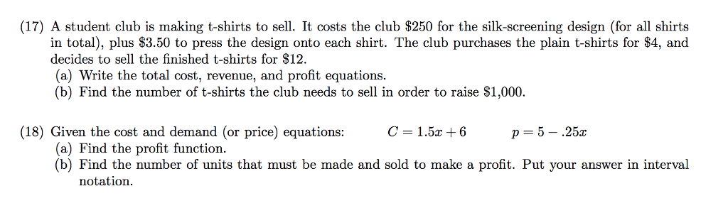 solved-17-a-student-club-is-making-t-shirts-to-sell-it-chegg