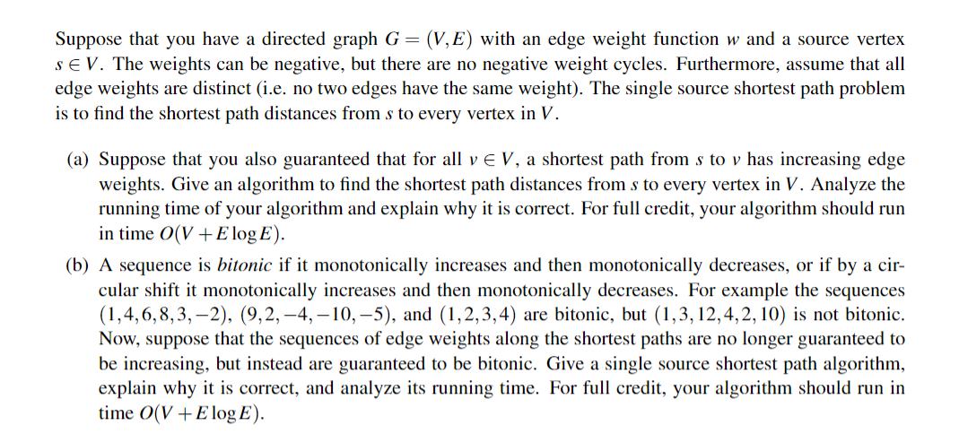 Solved Suppose that you have a directed graph G=(V,E) with | Chegg.com