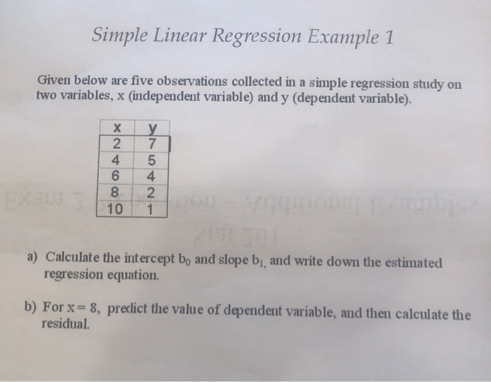 given the estimated simple linear regression equation
