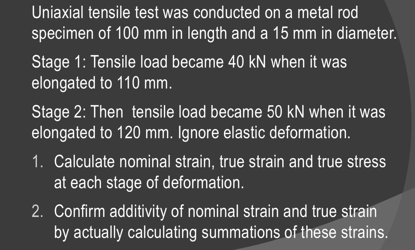 Solved Uniaxial tensile test was conducted on a metal rod