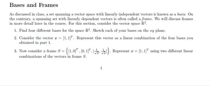 Vector Space Related Problems Solved Vector Spaces In the following problems, show whether | Chegg.com