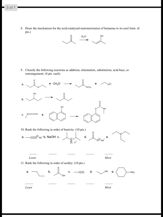 Solved 3 of 7 8. Draw the mechanism for the acid-catalyzed | Chegg.com