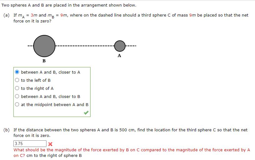 Solved Two Spheres A And B Are Placed In The Arrangement | Chegg.com