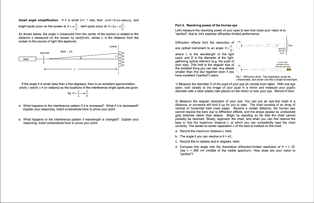 Solved Wave Interference Part 1. Double Slit Interference In | Chegg.com