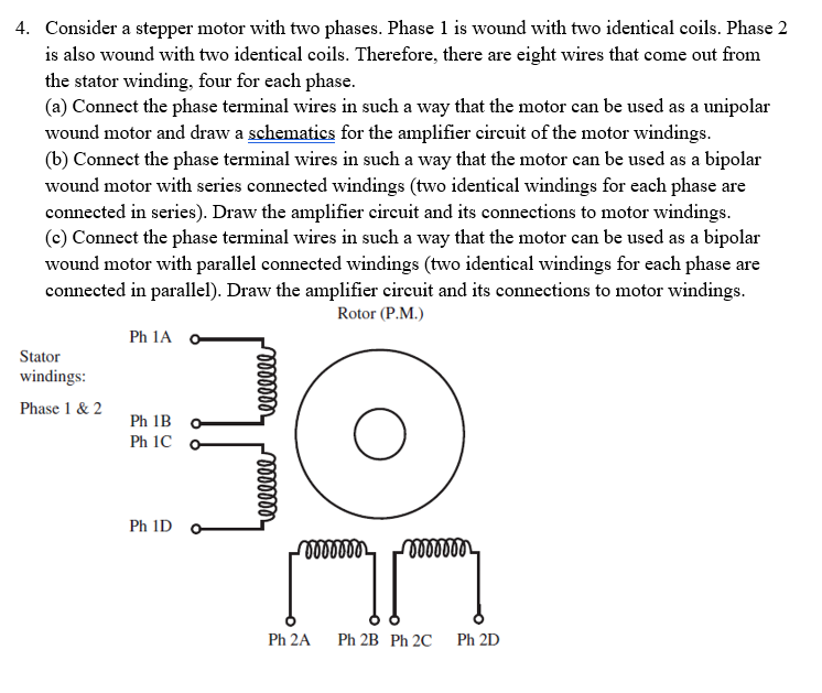 Solved 4. Consider a stepper motor with two phases. Phase 1 | Chegg.com