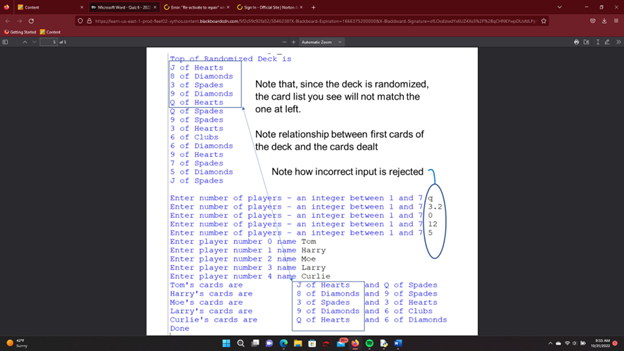 Solved Please write code in python Shuffle up and Deal This | Chegg.com
