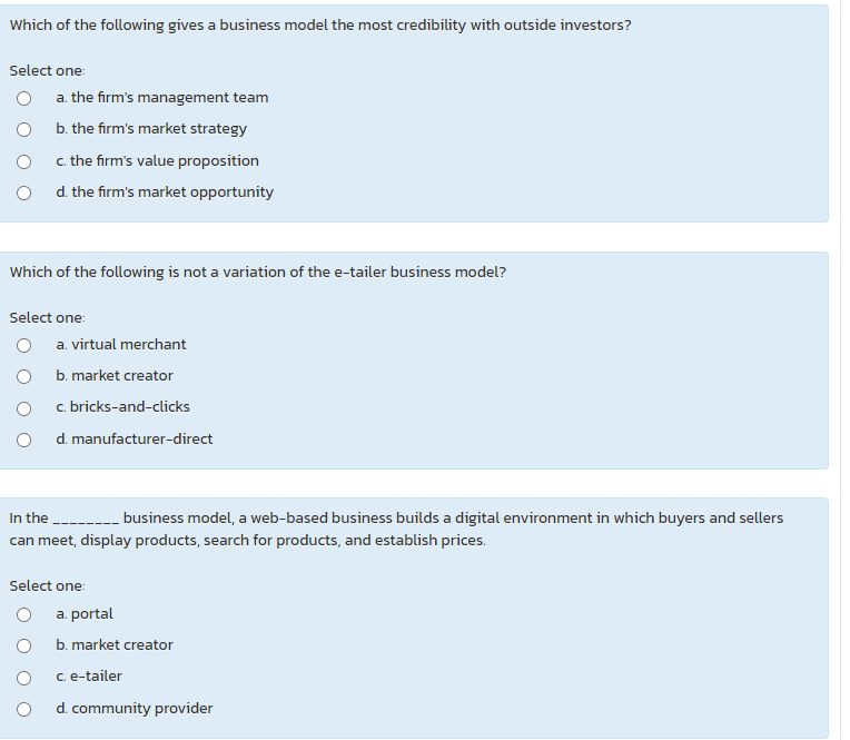 Solved Which Of The Following Gives A Business Model The | Chegg.com