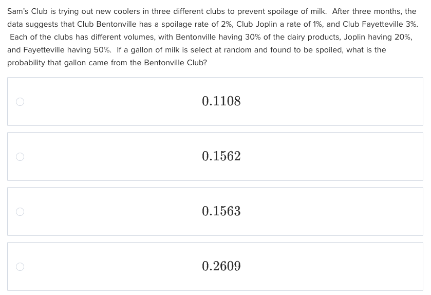 Solved Sam's Club is trying out new coolers in three | Chegg.com