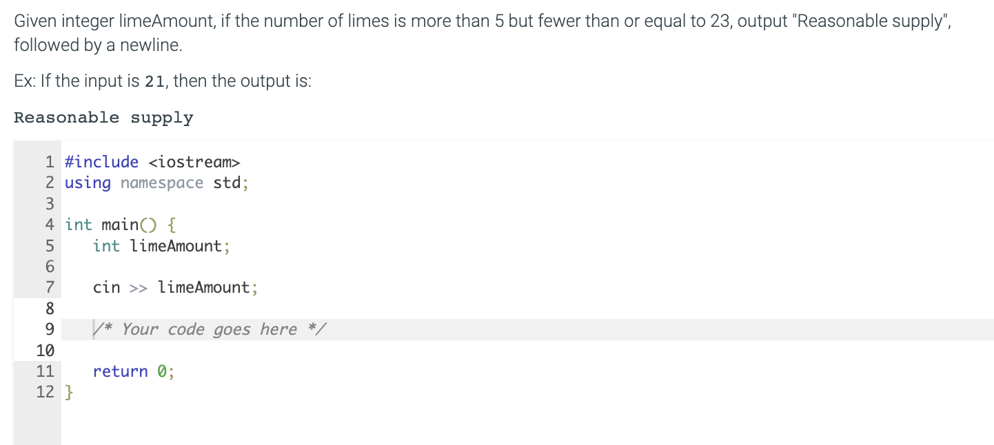 Solved Given integer limeAmount, if the number of limes is | Chegg.com
