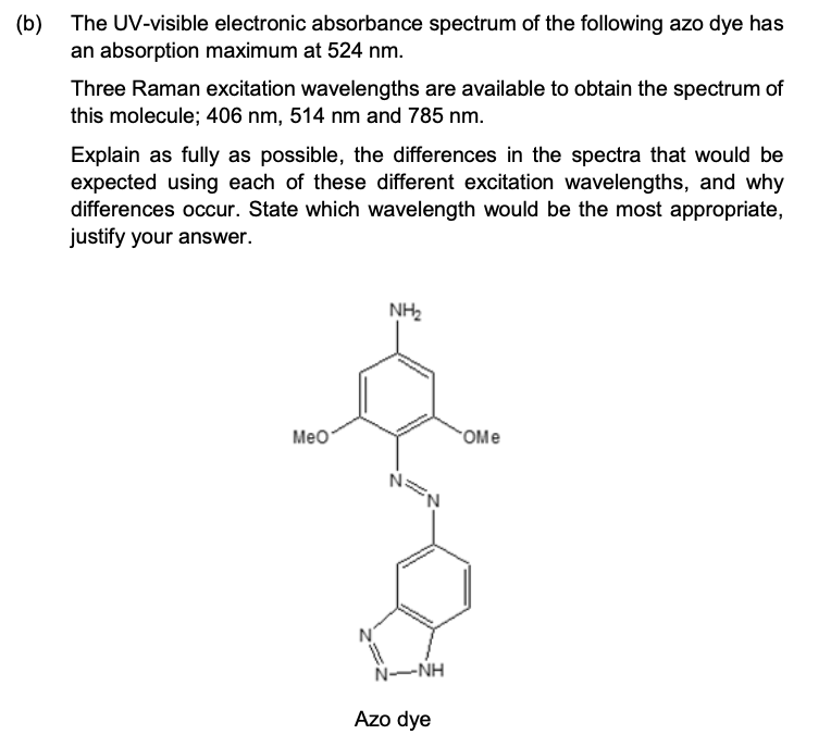 Solved (b) The UV-visible electronic absorbance spectrum of | Chegg.com