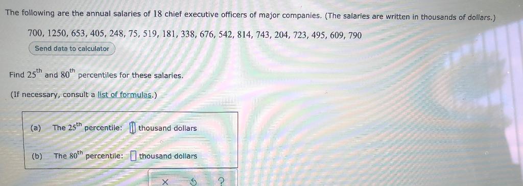 Solved The following are the annual salaries of 18 chief | Chegg.com