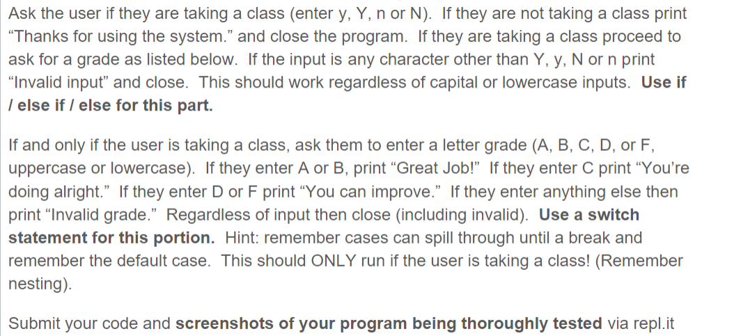 Solved Write C++ program to ask the user if they are taking | Chegg.com