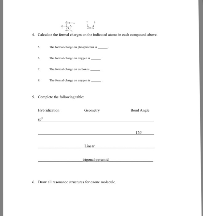 Solved 4 Calculate the formal charges on the indicated atoms | Chegg.com