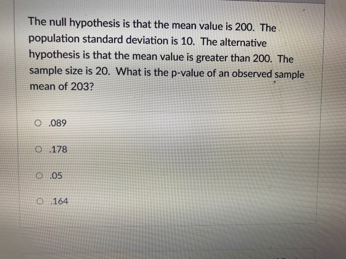 null hypothesis value of population mean symbol