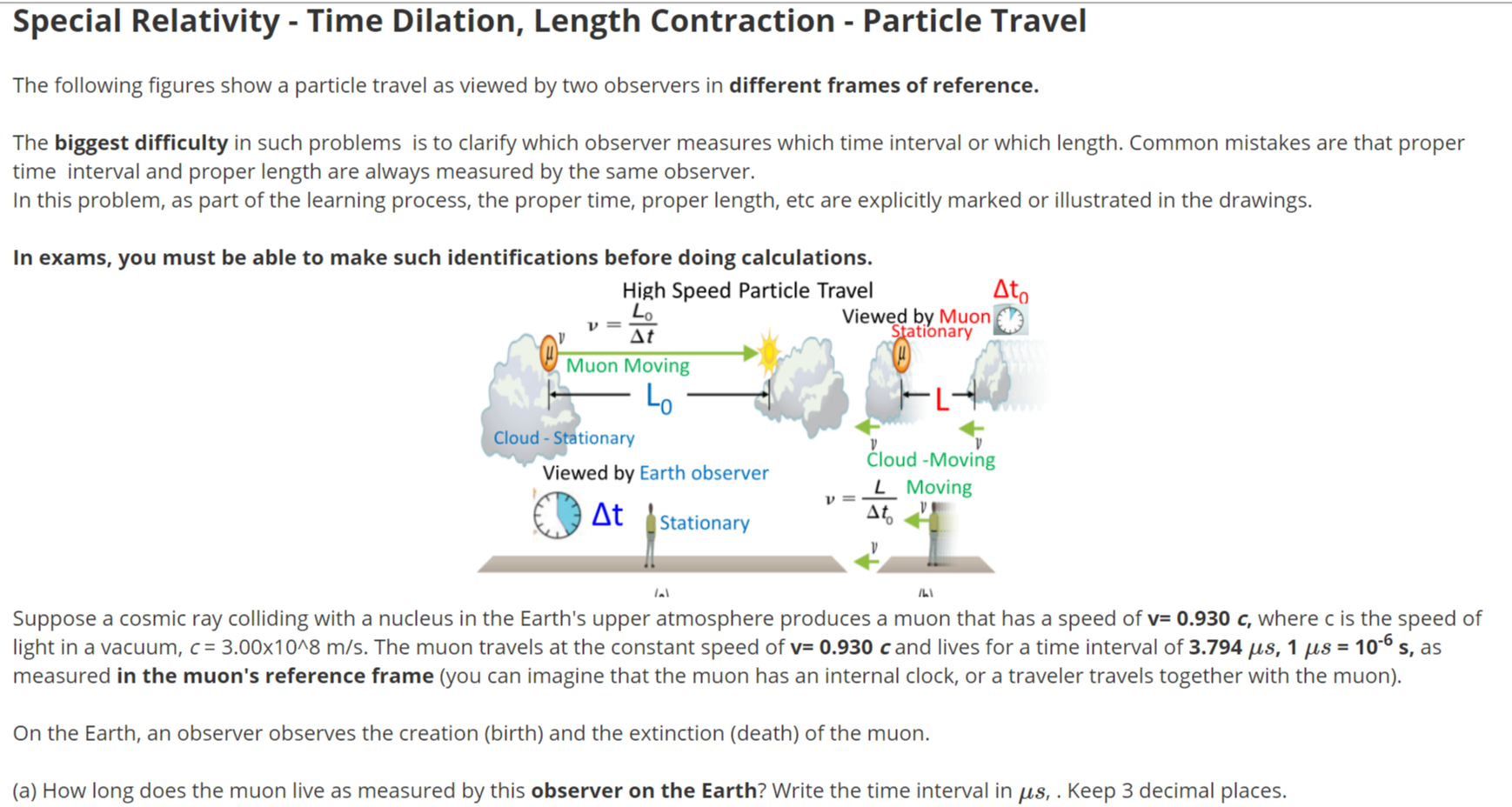 Solved Special Relativity - Time Dilation, Length | Chegg.com