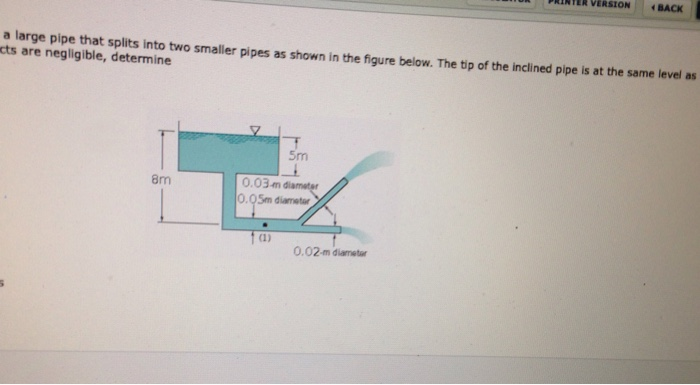Solved Water flows from a large tank through a large pipe | Chegg.com