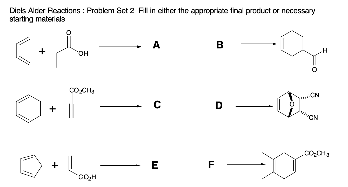 Solved Diels Alder Reactions Problem Set 2 Fill In Either 2733