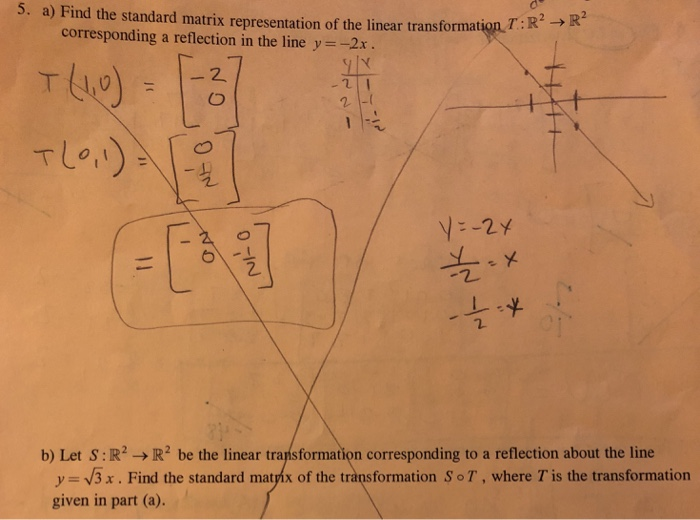 Solved 5 a find the standard matrix representation of the chegg