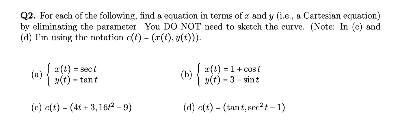 Solved Q2. For each of the following, find a equation in | Chegg.com