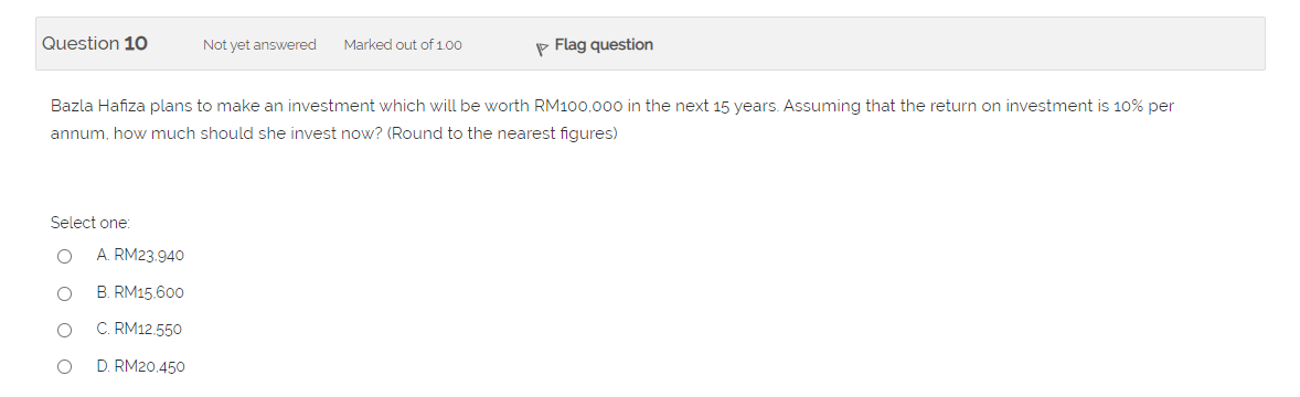 Solved Question 10 Not yet answered Marked out of 1.00 p | Chegg.com