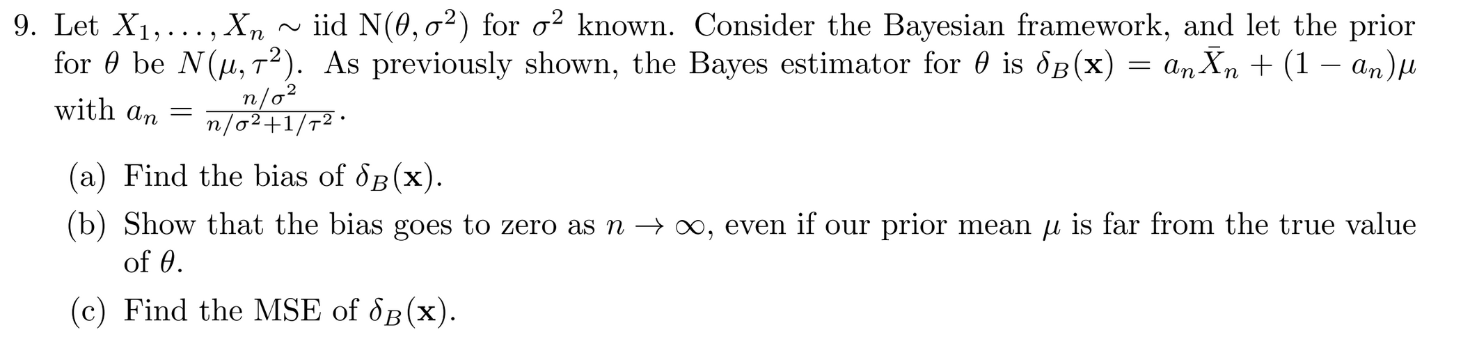 Let X1,…,Xn∼ iid N(θ,σ2) for σ2 known. Consider the | Chegg.com