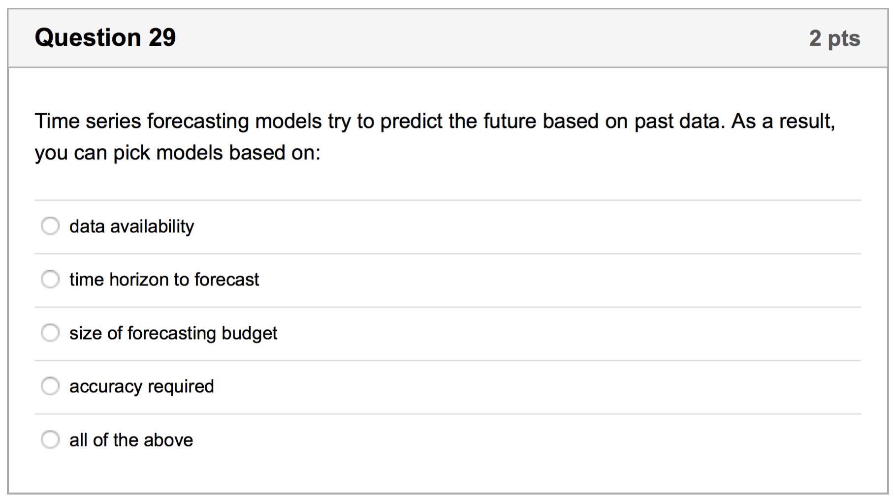 Solved Question 29 2 Pts Time Series Forecasting Models T