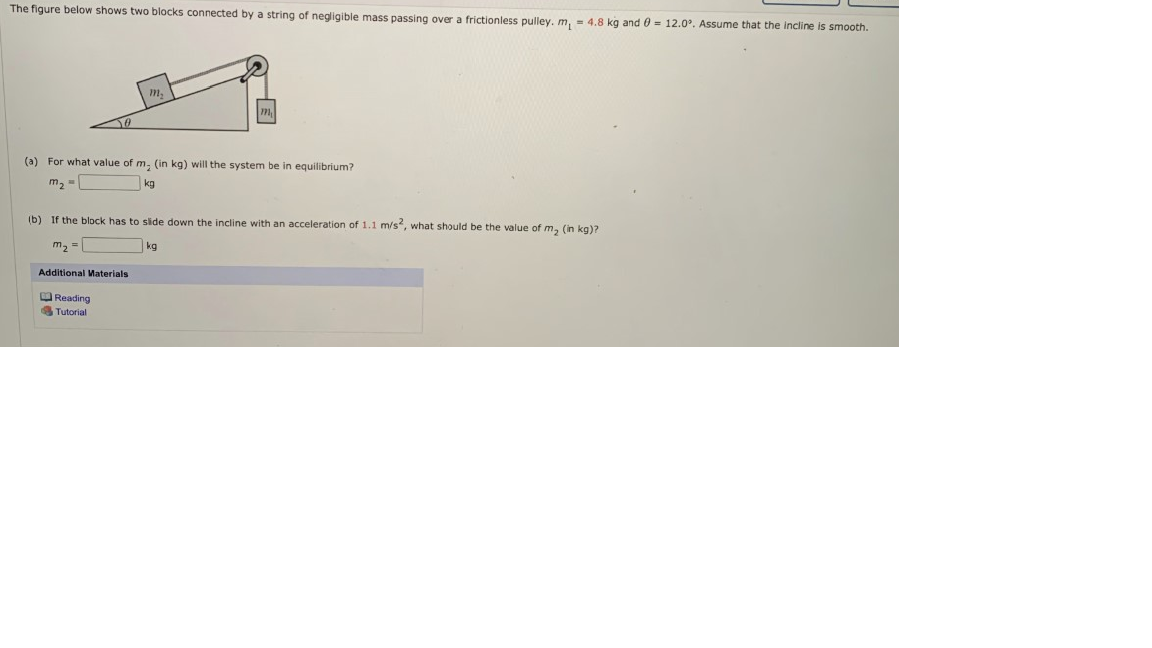 Solved The figure below shows two blocks connected by a | Chegg.com