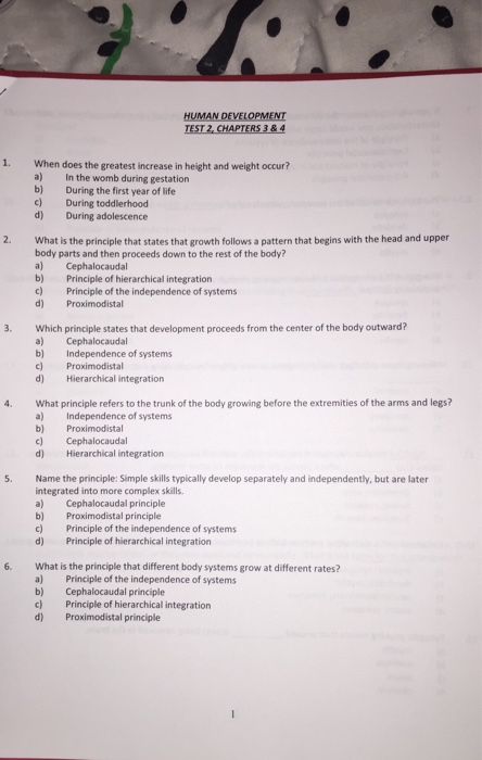 Solved HUMAN DEVELOPMENT TEST 2 CHAPTERS 3 4 1. When does