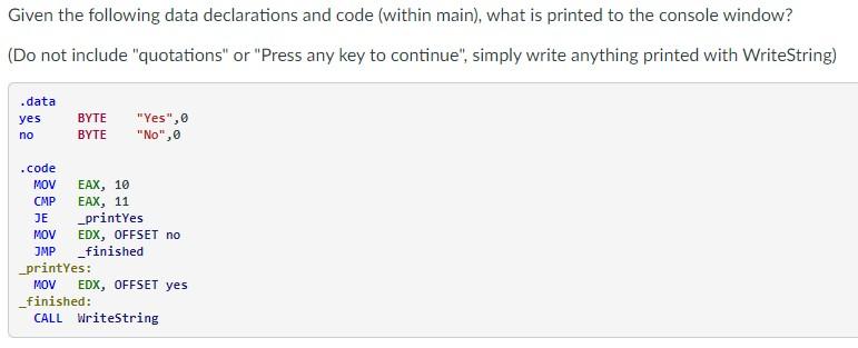 Solved Given the following data declarations and code | Chegg.com