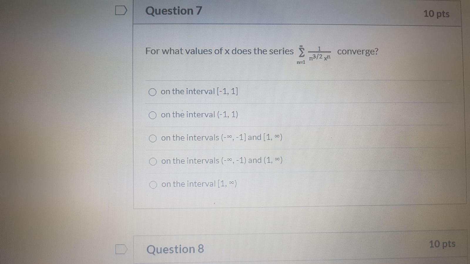 Solved Question 7 10 pts For what values of x does the | Chegg.com