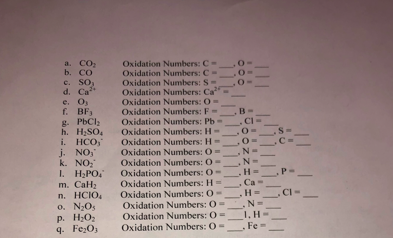 A Co2 B Co C So3 D Ca 2 E 03 F Bf3 B G Pbcl2 Chegg Com