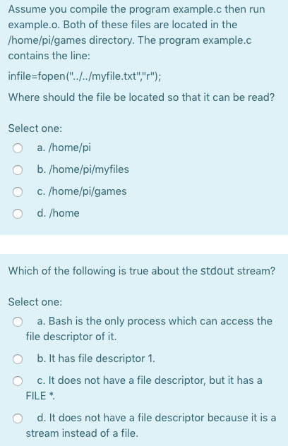 Solved Assume you compile the program example.c then run | Chegg.com