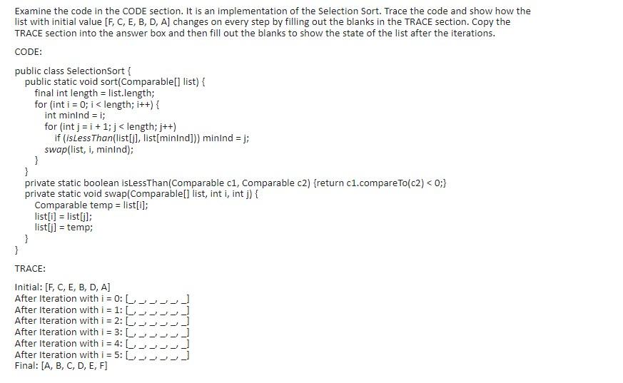 Solved Examine the code in the CODE section. It is an | Chegg.com