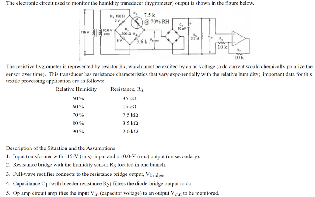 The electronic circuit used to monitor the humidity Circuit Diagram