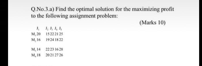 Solved Q.No.3.a) Find the optimal solution for the | Chegg.com