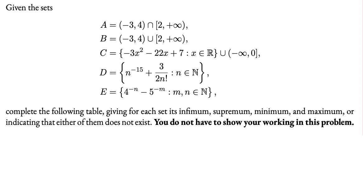 Solved Given The Sets | Chegg.com