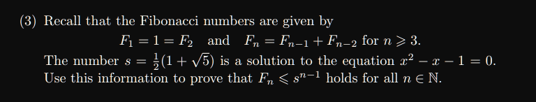 Solved (3) Recall that the Fibonacci numbers are given by | Chegg.com